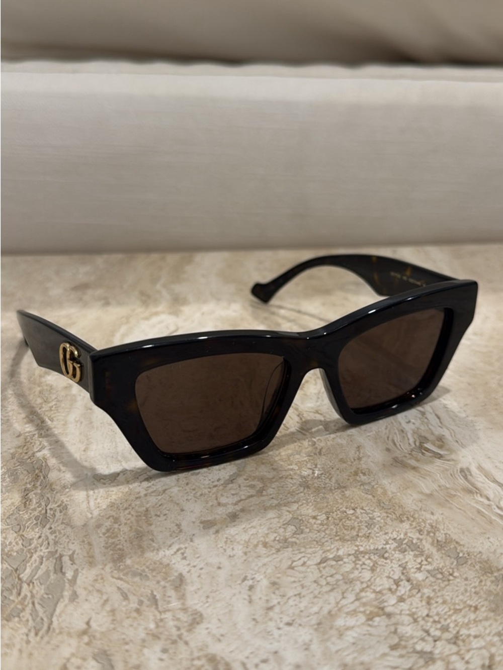 Gucci Black Square-Edge Sunglasses with Gold GG Emblem